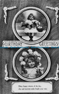 R162473 Birthday Greetings. Girls With Flowers. Davidson Bros. 1910 - Monde