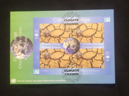 D) 2008, UNITED NATIONS, FIRST DAY COVER, ISSUE, CLIMATE CHANGE, BLOCK OF 4, 42c, FDC - Sonstige & Ohne Zuordnung
