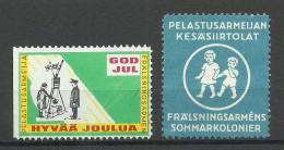 FINLAND FINNLAND Salvation Army - 2 Advertising Poster Stamps Vignettes NB! One Has Thinned Place! - Erinnofilia