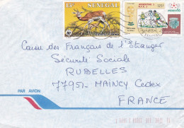 Sénégal -1987--lettre De DAKAR Pour MAINCY -77  (France).timbre Football + Gazelle  Sur Lettre, Cachet - Senegal (1960-...)