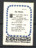 Reklamemarke Blaukranz-Enzian & Hochalmgold Der Enzianbrennerei L. Eberhardt München, Gedicht Der Pfarrer  - Erinnofilia