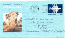 79680 - Australien - 1983 - 36c GAAerogramm "Schafschur" KALLANGUR -> Jersey (Grossbritannien) - Hoftiere