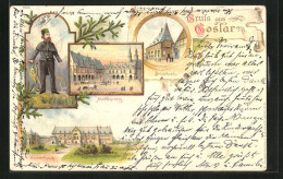 Lithographie Goslar, Brusttuch, Kaiserhaus, Marktplatz  - Goslar