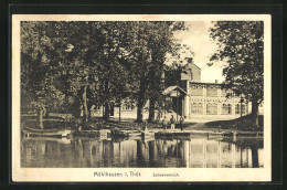 AK Mühlhausen /Thür., Gasthaus Schwanenteich Mit Ruderbooten  - Mühlhausen