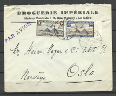 EGYPT 1937 Commercial Air Mail Par Avion Cover Sent To Norway Oslo - Luchtpost