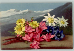 39679141 - Sign. Wagner A. Enzian Edelweiss Margeriten Erika Photochromie Offset Serie 586 No. 1511 - Other & Unclassified