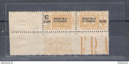 1923 Somalia Pacchi 3 Rupie Su 3 Lire Giallo Soprastampa Capovolta N 28a MNH** - Somalia