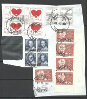 Denmark Briefstück O 2024 Taastrup = Cover Out Cut With 15 Stamps Queen King Etc. - Gebruikt