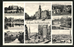 AK Stollberg Erzgeb., Schloss Hoheneck, Walkteich, Rossmarkt  - Stollberg (Erzgeb.)