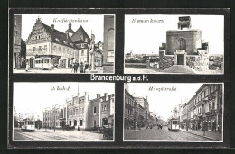 AK Brandenburg A. D. Havel, Kurfürstenhaus, Bismarckwarte, Bahnhof  - Brandenburg