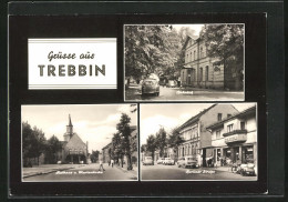 AK Trebbin, Rathaus & Marienkirche, Berliner Strasse, Bahnhof  - Trebbin