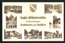 AK Kassel-Wilhelmshöhe, Schloss Und Herkules, Grosse Fontäne, Löwenburg  - Kassel