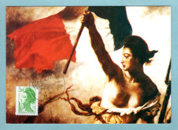 Carte Maximum 1987 - Liberté De Gandon (d'Eugène Delacroix) - YT 2484 - 2 F Vert - Oblitération Musée De La Poste - 1980-1989