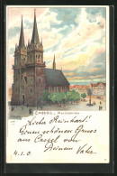 Lithographie Kassel, Martinskirche Im Abendlicht  - Kassel
