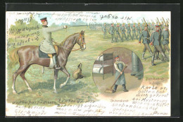 Lithographie Infanterie Beim Parademarsch Mit Hauptmann & Stubendienst  - Guerre 1914-18