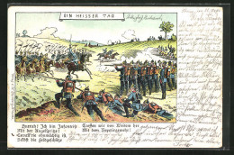 Lithographie Ein Heisser Tag, Infanterie Kämpft Gegen Kavallerie  - Guerre 1914-18