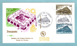FDC France 1980 - Conseil De L'Europe 1980 -  YT 63 Et 64 - 67 Strasbourg - 1980-1989