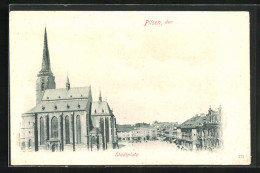 AK Pilsen, Stadtplatz Mit Kirche  - Czech Republic