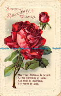 R163071 Greetings. Sincere Birthday Wishes. Red Roses. 1932 - Monde