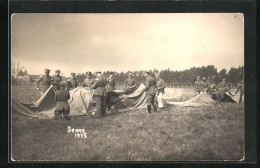 AK Senne, Soldaten Beim Ausrichten Von Ballon-Hüllen  - Fesselballons