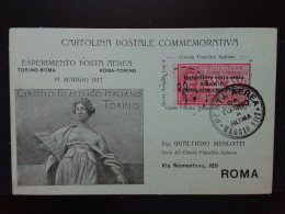 REGNO - Posta Aerea N. 1 - Aerogramma Ufficiale Volo Torino/Roma + Spese Postali - Poste Aérienne