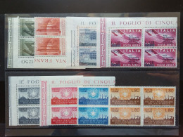 REPUBBLICA - 8 Quartine Anni '50 - Nuovi ** (ingiallimenti Gomma) (80 Lire Diviso In Alto) + Spese Postali - 1946-60: Nieuw/plakker