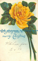 R163121 Greetings. Wishing You A Merry Christmas. Yellow Rose - Monde