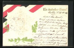 Präge-AK Ein Deutscher Gruss - Reichsadler Und Reichsflagge  - Guerre 1914-18