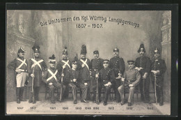 AK Uniformen Des Kgl. Württbg. Landjägerkorps 1807-1907  - Régiments