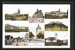 AK Staffelstein / Mainthal, Panorama, Rathaus, Marktplatz Und Bahnhofstrasse  - Staffelstein
