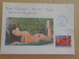 A SAISIR - POLYNESIE FSE TAHITI - VAHINE SEINS NUS - ENVELOPPE TIMBREE - MARCOPHILIE CACHET POSTAL BLEU TIPUTA TUAMOTU - Briefe U. Dokumente