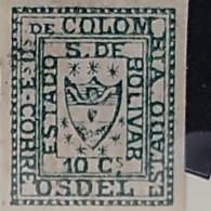 O) 1866 COLOMBIA,  BOLIVAR, ORIGINALLY A STATE,  DEPARMENT OF THE REPUBLIC OF COLOMBIA, FIVE STARS BELOW SHIELD,  REIMPR - Colombia