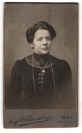 Fotografie Josef Ohlenschlager, Wien, Bendlgasse 9, Junge Dame Im Kleid Mit Medaillon  - Anonymous Persons