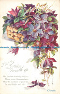 R163132 Hearty Birthday Greetings. Clematis. James Henderson. 1919 - Monde