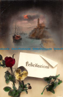 R163136 Greetings. Felicitazioni. Ship. Flowers - Monde