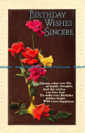 R163192 Greetings. Birthday Wishes Sincere. Roses. H. B. Ltd - Welt
