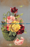 R163573 Old Postcard. Roses In Basket. B. B. London. 1907 - Otros & Sin Clasificación