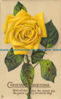 R162683 Christmas Greetings. Yellow Rose. Tuck - Welt