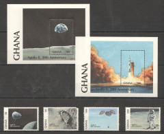 Ghana - 1989 - Apollo 11, 20th Aniversary - Yv 1072/75 + Bf 148/49 - Other & Unclassified