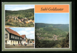AK Suhl-Goldlauter, Gasthaus Zum Hirsch Und Strasse Mit Passanten  - Suhl
