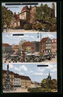 AK Teplitz Schönau / Teplice, Marktplatz, Ruine, Denkmal  - Tchéquie
