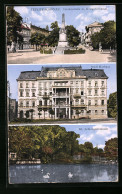 AK Teplitz Schönau / Teplice, Lindenstrasse Mit Kriegerdenkmal, Städt. Kurhaus, Kl. Schlossgartenteich  - Tchéquie