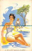 R163598 Old Postcard. Woman On The Beach. Photochrom - Monde