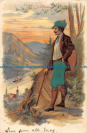 R164347 Painting Postcard. A Man On The Mountain Path. 1904 - Monde
