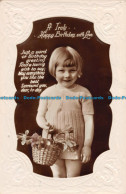 R163607 Greetings. A Truly Happy Birthday With Love. Girl With Flowers In Basket - Monde