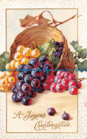 R164348 Greetings. A Joyous Christmastide. Grapes In Basket - Monde