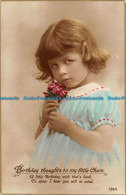 R164362 Greetings. Birthday Thoughts To My Little Chum. Little Girl With Flowers - Monde