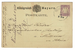 EP E.P. Entier Postale Ganzsache Deutschland Konigreich Bayern Neustadt An Der Saale 1880 Bavaria Postkarte 5 Pfennig - Ganzsachen