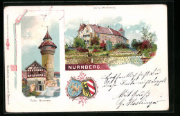 Lithographie Nürnberg, Tiefer Brunnen Und Burg (Westseite)  - Nuernberg