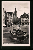 AK Reutlingen, Wilhelmstrasse Mit Brunnen  - Reutlingen